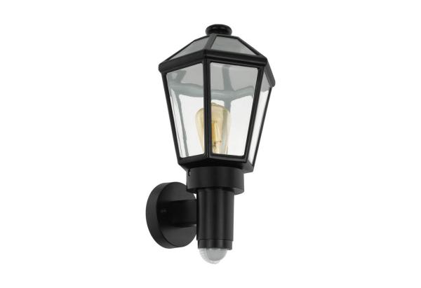 EGLO LED Wandleuchte Monselice, Leuchtmittel exklusive, Außenleuchte, inkl. Bewegungsmelder, Sensor-Wandleuchte, E27, IP44