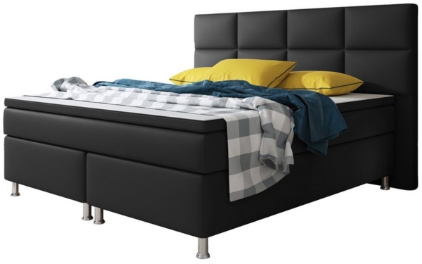 Boxspringbett Miami 180x200 cm Kunstleder schwarz