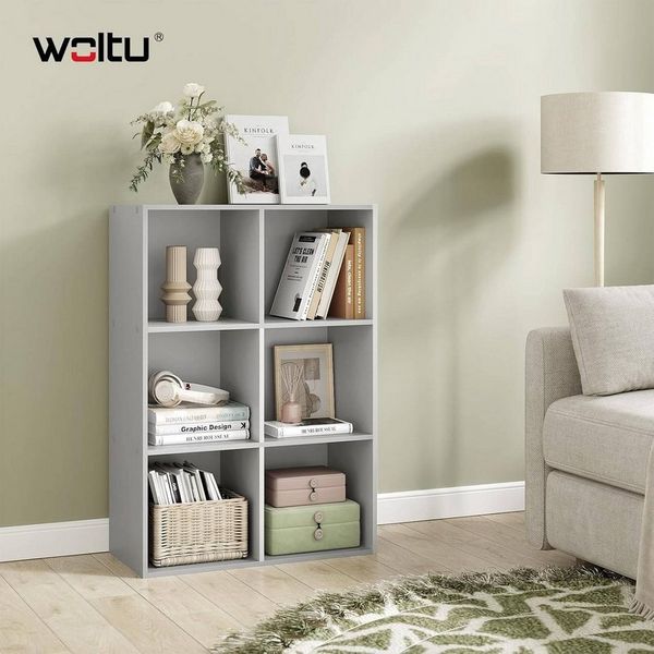 Woltu Bücherregal, 1-tlg, mit 6 Fächern, Würfelregal Standregal, 29x89x59,6 cm