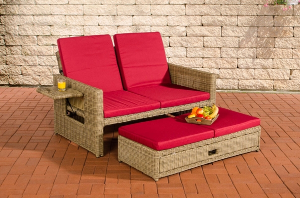 CLP Polyrattan Sofa Ancona 5mm,natura rubinrot