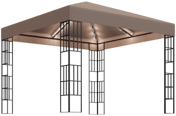 vidaXL Pavillon mit LED-Lichterkette 3x3 m Taupe 3070324