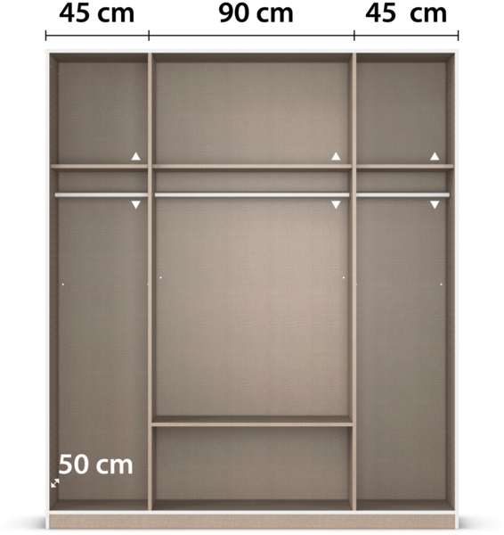 rauch Kleiderschrank, Drehtürenschrank GAMMA, 4-türig, 2 Schubkästen, Alpinweiß/Eiche Artisan, 181 x 210 x 54 cm Bild 6
