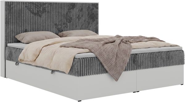 Boxspringbett TRAVIT, Doppelbett 7-Zonen-Multipocket-Matratze H3, Kopfteil, zwei Bettkästen, Topper Visco - 160 x 200 cm - Grau Cord Bild 7