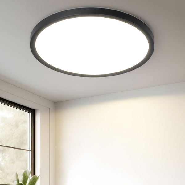 ZMH Deckenlampe LED Deckenleuchte Flach - Schlafzimmerlampe 18CM Badezimmerlampe 15W Küchenlampe Schlafzimmer Schwarz Deckenbeleuchtung Flurlampe Decke Badlampe 4000K für Küche Flur