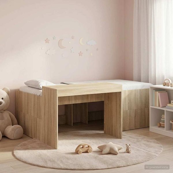 vidaXL Hochbett mit Schreibtisch für Kinder Sonoma-Eiche 80 x 200 cm 3422645