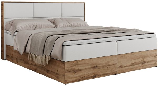 MKS MÖBEL Boxspringbett ALBERO 2 (Packung, Set, Polsterbett, T30-Schaum, Topper T25/Visco, Zwei Bettkästen), Doppelbett, mit Möbelplatten, Multipocket-Matratze, mit Kopfstütze