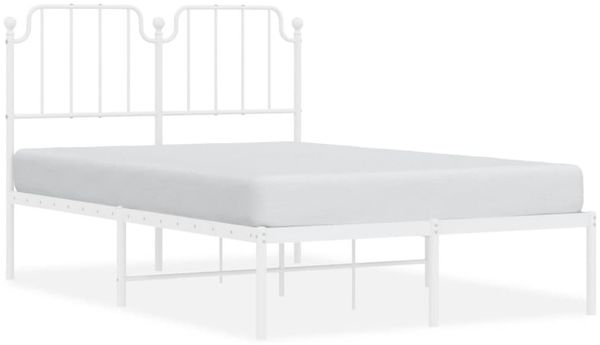 Einzelbettgestell Design für Erwachsene mit Kopfteil Metall Weiß 120x200 cm d2942e