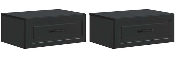 vidaXL Wandmontierter Nachttisch 2 pcs Schwarz 49 x 34,5 x 20 cm 899298