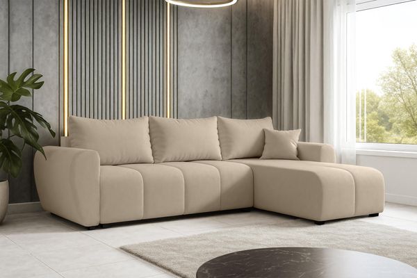 AX LIVING Eckcouch mit Schlaffunktion Malatya L Mini Sofa Hellbraun R