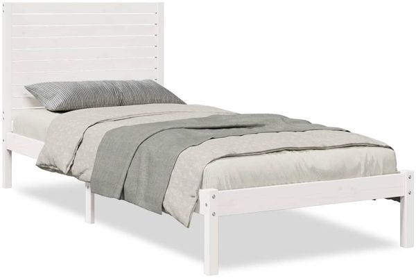 Einzelbetten, Betten für Erwachsene, Massivholzbett Extra Lang ohne Matratze Weiß 90x220 cm de553