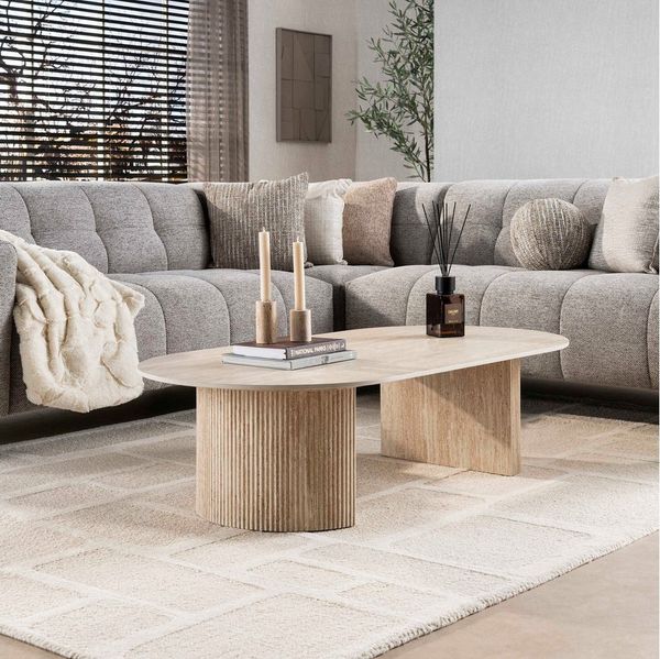 Sitheim-Europe Couchtisch ROMANO Arch Couchtisch 135cm / 3D Keramik travertin