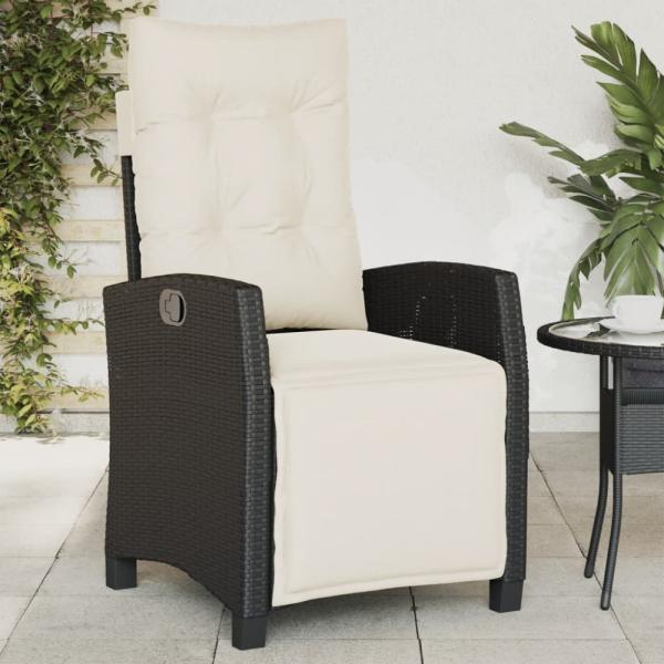 vidaXL Gartensessel mit Fußteil Verstellbar Schwarz Poly Rattan 365232