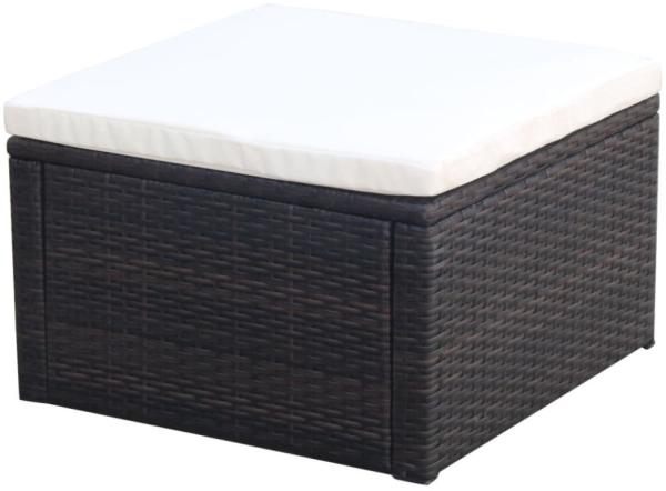 vidaXL Hocker mit Kissen Poly Rattan 53×53×30 cm Braun 42670