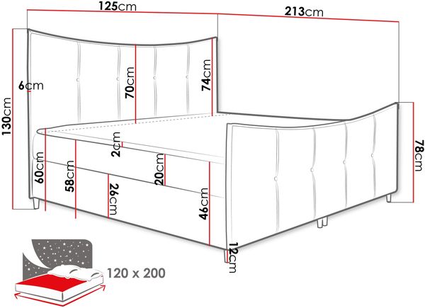 Boxspringbett 'Gaduno', Rosa, 120x200 cm, mit Fußende Bild 4