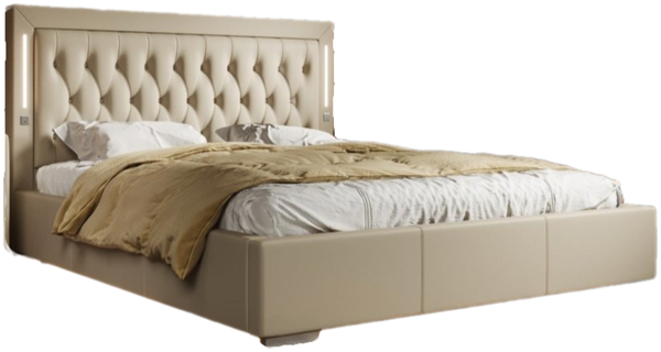 Designer Polsterbett Rio inkl. RGB, USB und Stauraum 160x200 Beige H2 (bis 70kg)