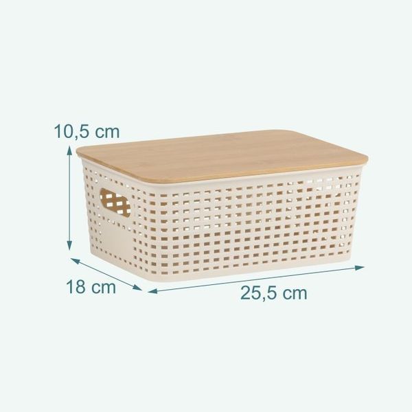 Relaxdays Aufbewahrungsbox mit Bambusdeckel im Set Bild 4