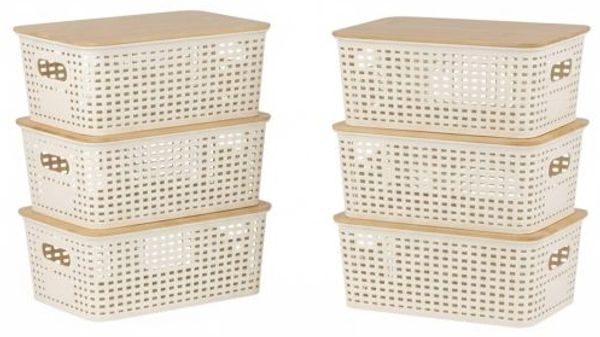 Relaxdays Aufbewahrungsbox mit Bambusdeckel im Set Bild 7