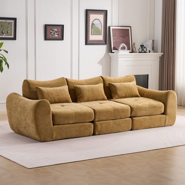 Leawin Sofa Sofas Wohnzimmer, modulares Sofa mit Schlaffunktion L-Form, Werkzeuglos montierbar, wandelbar & ideal für kleine Räume