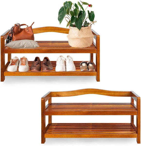 Casaria Schuhregal Schuhständer Holz Akazie 2 Etagen 2er Set