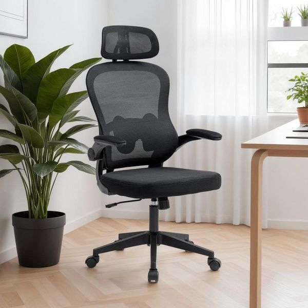 IDIMEX Drehstuhl JOBURG, Ergonomischer Netzrücken mit Lendenstütze – schwarz