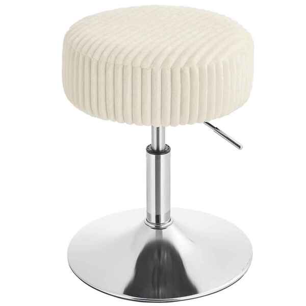 VASAGLE Schminkhocker, Schminkstuhl, Sitzhocker, höhenverstellbar, 360° drehbar, Cord, dicke Polsterung, für Schlafzimmer, Küche, Esszimmer, modern, cremeweiß
