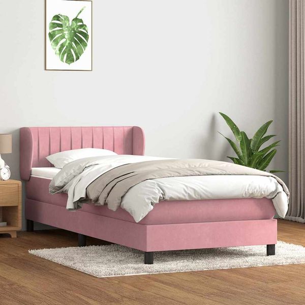 vidaXL Boxspringbett mit Matratze Rosa 90x210 cm Samt 3317684