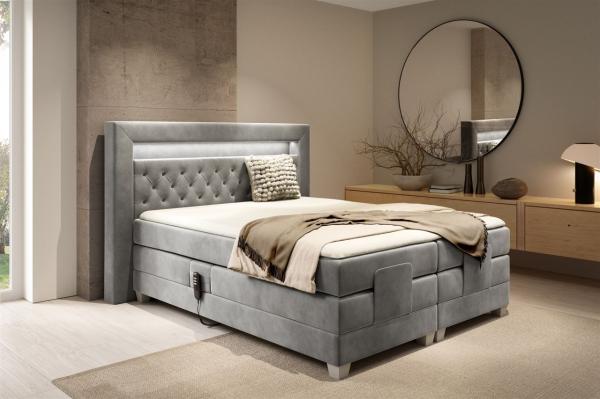 Boxspringbett Elektrisch Bett ARMANDO 120x200cm in Stoff Fresh Grau