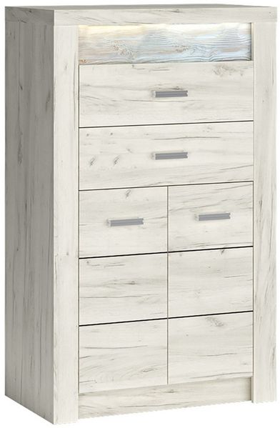 Lomadox Kommode INGENIO-161, Hochkommode Sideboard Highboard Wohnzimmerschrank modern in weiß