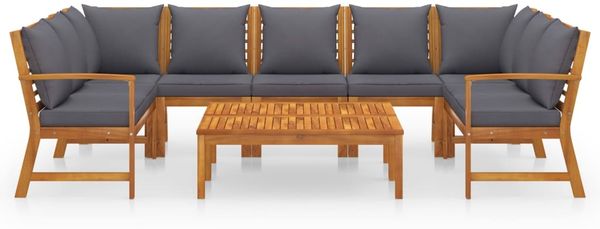vidaXL 9-tlg. Garten-Lounge-Set mit Auflagen Massivholz Akazie 3057782 Bild 3