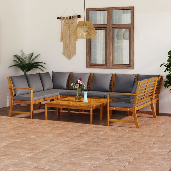 vidaXL 9-tlg. Garten-Lounge-Set mit Auflagen Massivholz Akazie 3057782