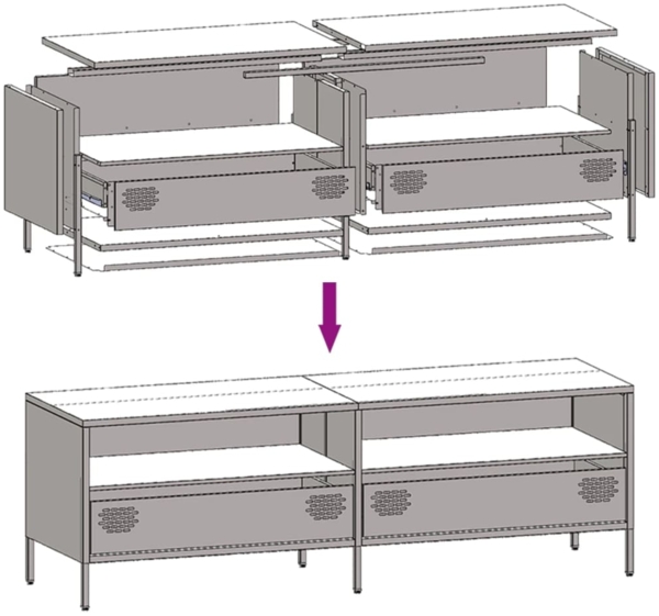 vidaXL TV-Schrank Anthrazit 135x39x43,5 cm Kaltgewalzter Stahl 851336 Bild 9