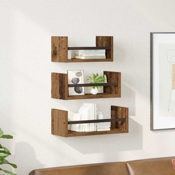 vidaXL Wandregal-Set mit Regal 3 pcs Altholz 40x16x14cm Holzwerkstoff 882787