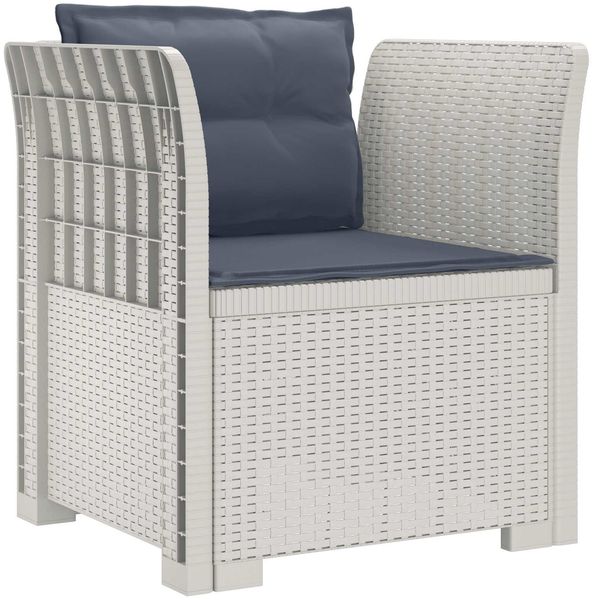 vidaXL 1-Sitzer Sessel mit Kissen Rattan-Look PP Weiß 8011879