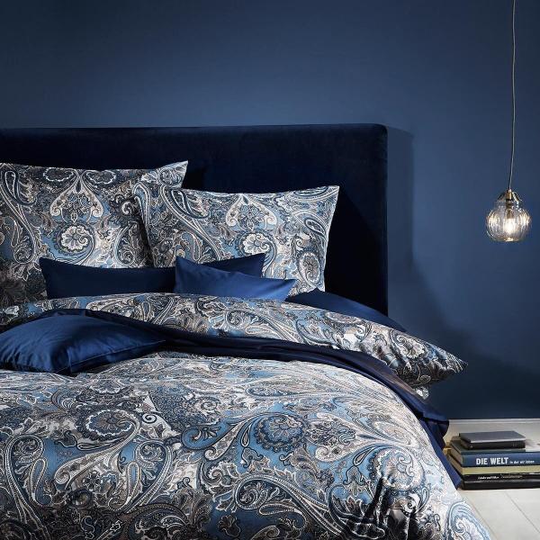 Traumschlaf Mako-Satin Bettwäsche Modern Classic Heerlen indigo|240x220 cm + 2 x 80 x 80 cm