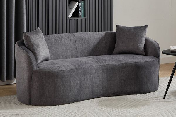 riess-ambiente 2-Sitzer ELEMENTAL 180 cm graphit grau – Samt, Federkern, inkl. Zierkissen, Einzelartikel 1 Teile, Rundumbezogene Couch - ideal für Wohnzimmer, Apartments oder Lounge