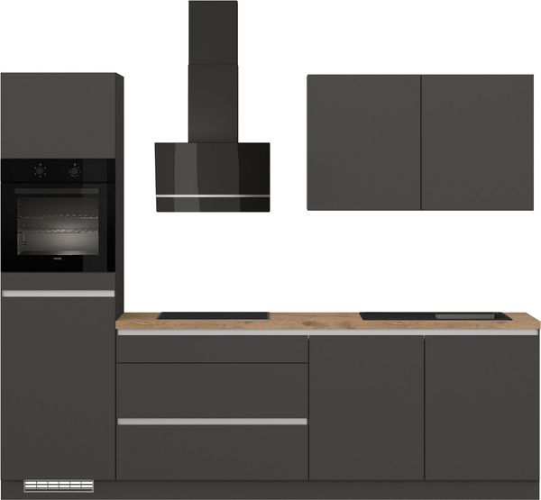 IMPULS KÜCHEN Küchenzeile "Dublin", Ausrichtung wählbar, Schubkästen mit Soft-Close, vormontiert, wahlweise mit E-Geräten, mit Vollauszug, Breite 280 cm