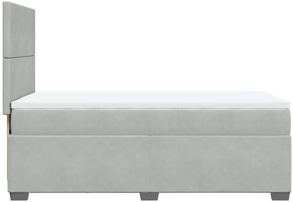 vidaXL Boxspringbett mit Matratze Hellgrau 90x200 cm Samt 3293104 Bild 12