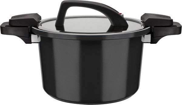 GSW Dampfgartopf Gourmet Nero, Aluminium (1-tlg), Dampfkochtopf, Induktion