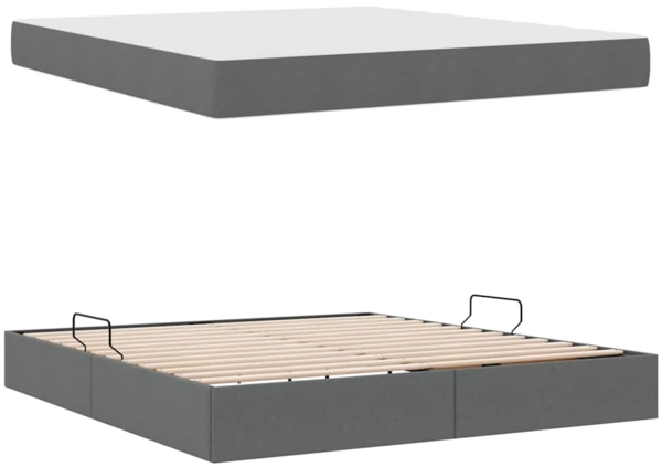 vidaXL Aufbewahrungsbett mit Matratze Dunkelgrau 160x200 cm 3399671 Bild 6