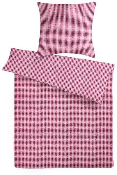 Carpe Sonno Bettwäsche Seersucker 135x200 155x220 Sommer Bettwäsche Kariert Baumwoll Bettzeug, Seersucker, 2 teilig, Leichte Bettwaren Bügelfrei Reißverschluss Karo Weiß Rot