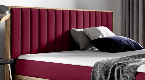 99rooms Arizona Boxspringbett 200x200 cm Velours MONOLITH Bordeaux