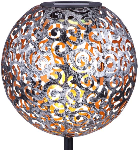 2x LED Solarleuchte, Kugel silber, orientalisch, D 18,5 cm Bild 9