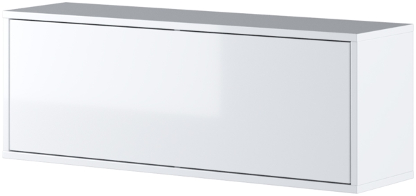 MEBLINI Hängeschrank für Horizontal Schrankbett Bed Concept - Wandschrank mit Regalen und Teleskopen - Wandregal - BC-29 - Weiß/Weiß Hochglanz