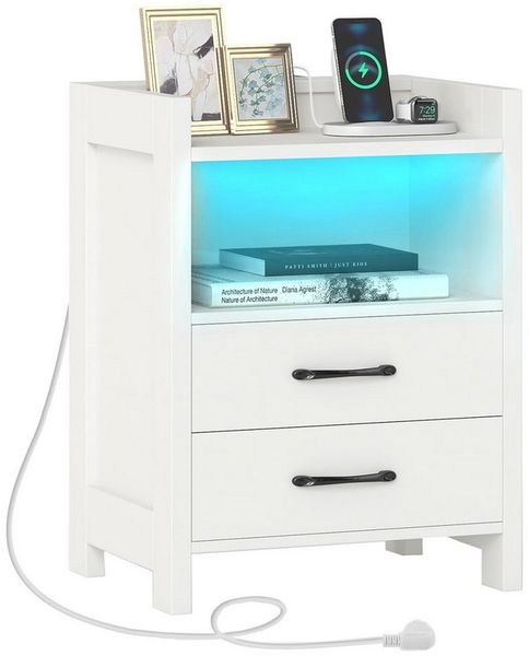 COSTWAY Nachttisch (1-St), Nachtschrank, Beistelltisch, Sofatisch, mit 2 Schubladen