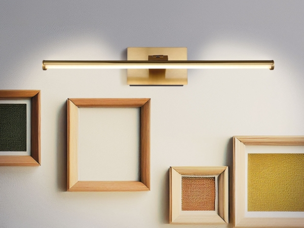 Akku Bilderlampe Messing kabellos zum Kleben, Breite 40cm