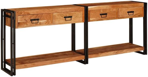 vidaXL Konsolen-Tische 2 pcs Braun 200 x 33 x 75 cm Massivholz Akazie 3324227