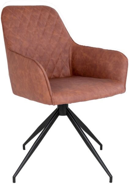 House Nordic Esszimmerstuhl mit Drehgelenk, PU-Leder, Vintage-Braun, schwarze Beine, HN1220