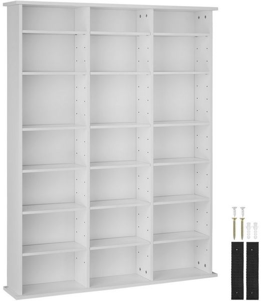 tectake CD-Regal Medienregal Stevie in Holzoptik 105,5x19x136,5cm, Sammlerset 1-tlg, höhenverstellbare und herausnehmbare Zwischenböden