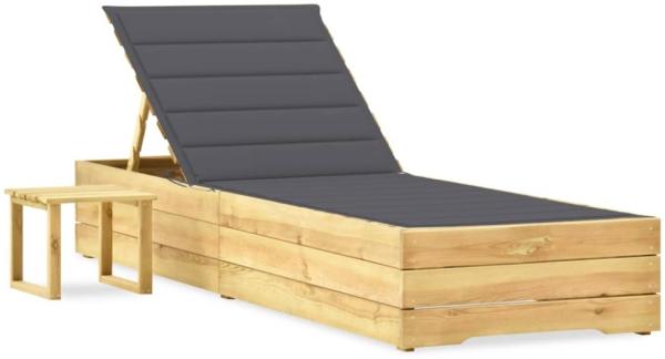 vidaXL Garten-Sonnenliege mit Tisch und Auflage Kiefer Imprägniert 3065924