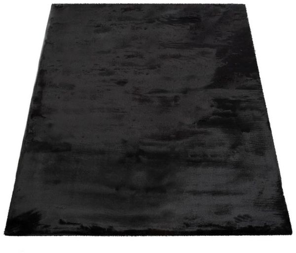 KADIMA DESIGN Teppich Unifarben 100% Polyester schmutzabweisend Hochflor Teppich, Läufer, Höhe: 26 mm, Florhöhe: 22 mm, Rücken aus Baumwolle, Läufer, 80x150 cm, Schwarz